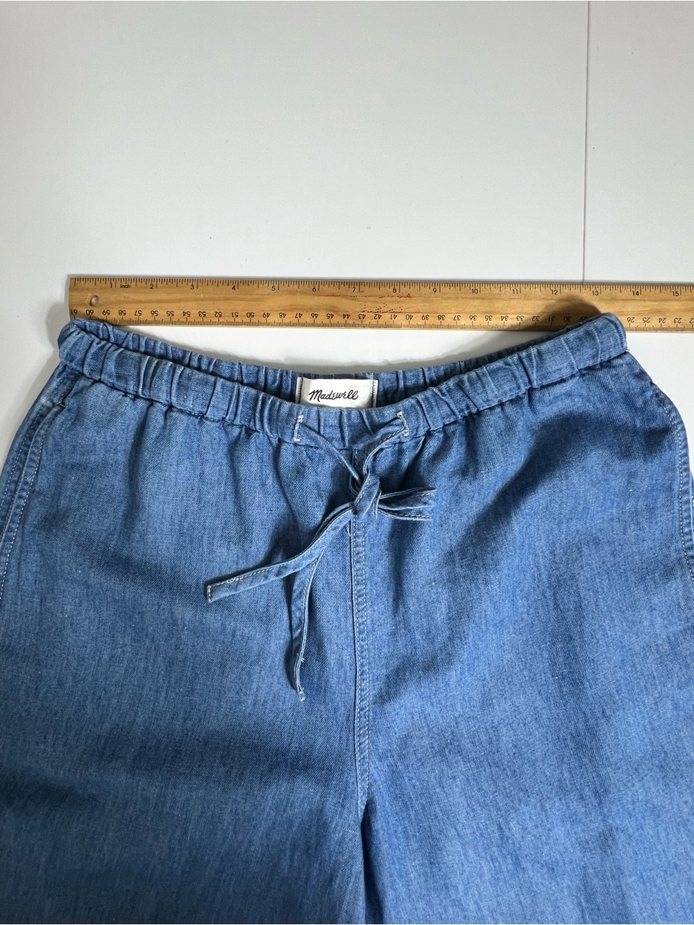 Madewell Pull-On Jeans in Cotton-Linen Denim. Color Irving WashRigid Size S - Picture 8 of 12